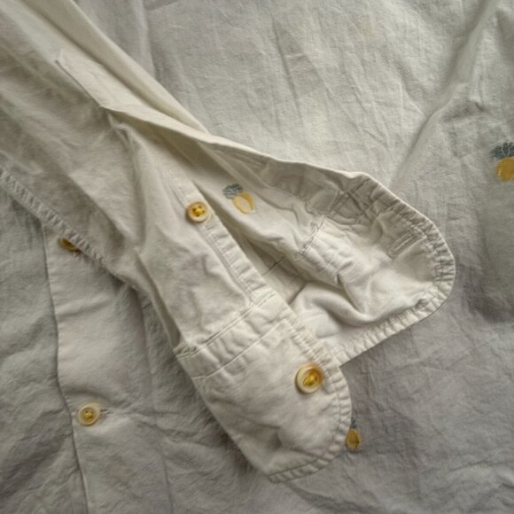 Massimo Dutti Pineapple Print White Button Up Shirt Medium Tessuto Italiano - Picture 14 of 16